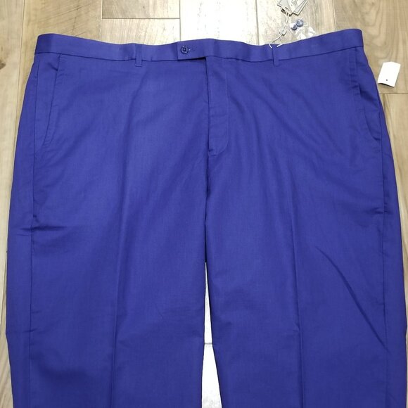 New Stacy Adams Blue Linen Blend Dress Pants 50 Mens Trousers 51x30 - Picture 4 of 11